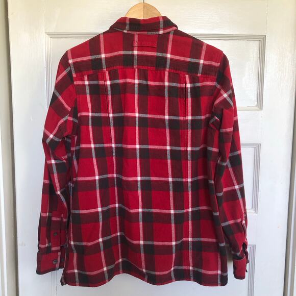 Duluth Trading Co Red Plaid Flannel Shirt M 100% Cotton Vented Workwear Outdoor - Picture 6 of 9